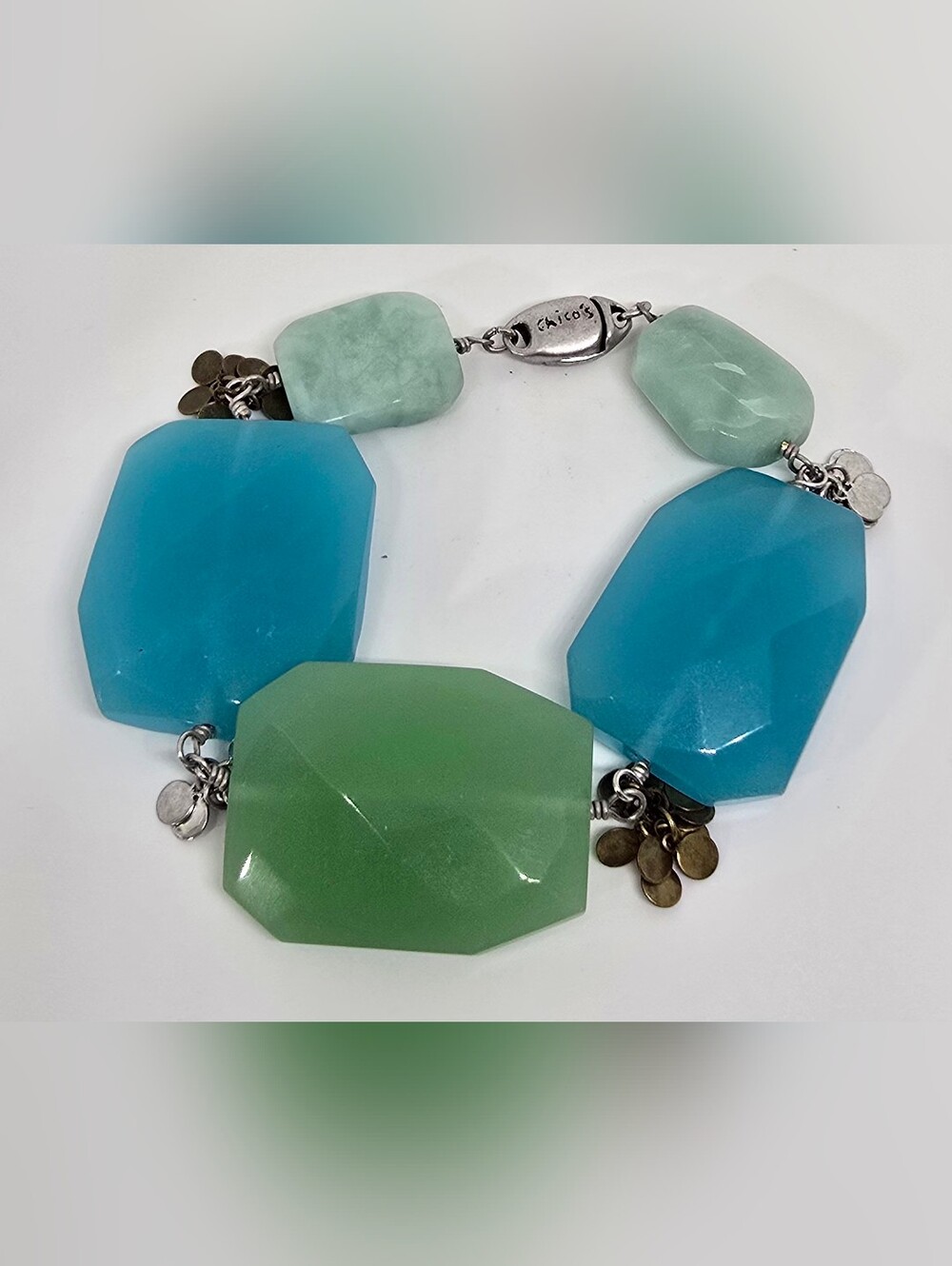 Chico's Faceted Aqua, Teal & Mint Statement Bracelet